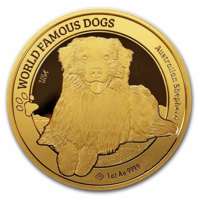 Welthunderassen: Australian Shepherd (2024) - 1 oz - Goldanlagemünze