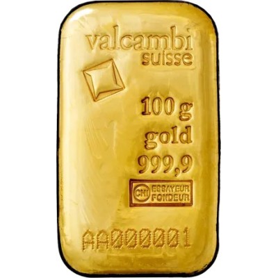 Valcambi - 100g - Goldanlagebarren (gegossen/geprägt)
