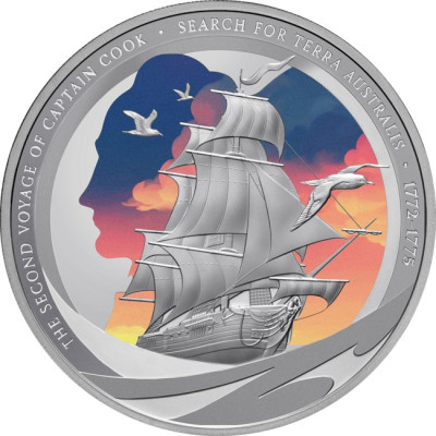 Kapitän Cook - Zweite Reise - 1 oz - Silber Proof Sammlermünze