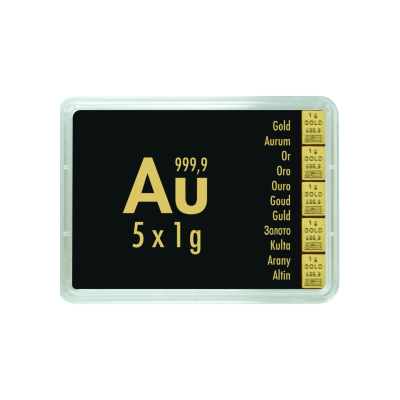 Gold Combibarren 5x1 g - Goldanlagedbarren