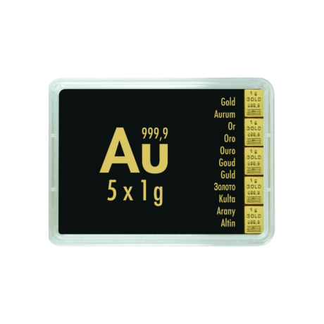 Gold Combibarren 5x1 g - Goldanlagedbarren