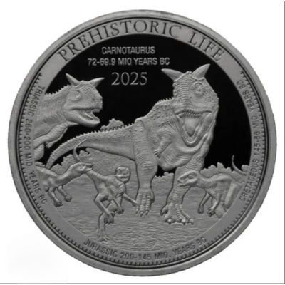 Carnotaurus (Prähistorisches Leben) 2025 - 1 Oz - Silber Anlagemünze