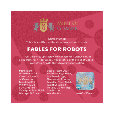 Stanislaw Lem - Fables for Robots - 2 Oz - Silber Sammlermünze